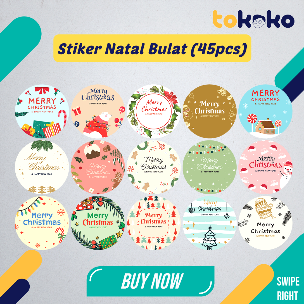 

Stiker Natal Segel Kemasan Toples isi 45 pcs 3cm 15 motif Bahan Cromo Glossy Nataru