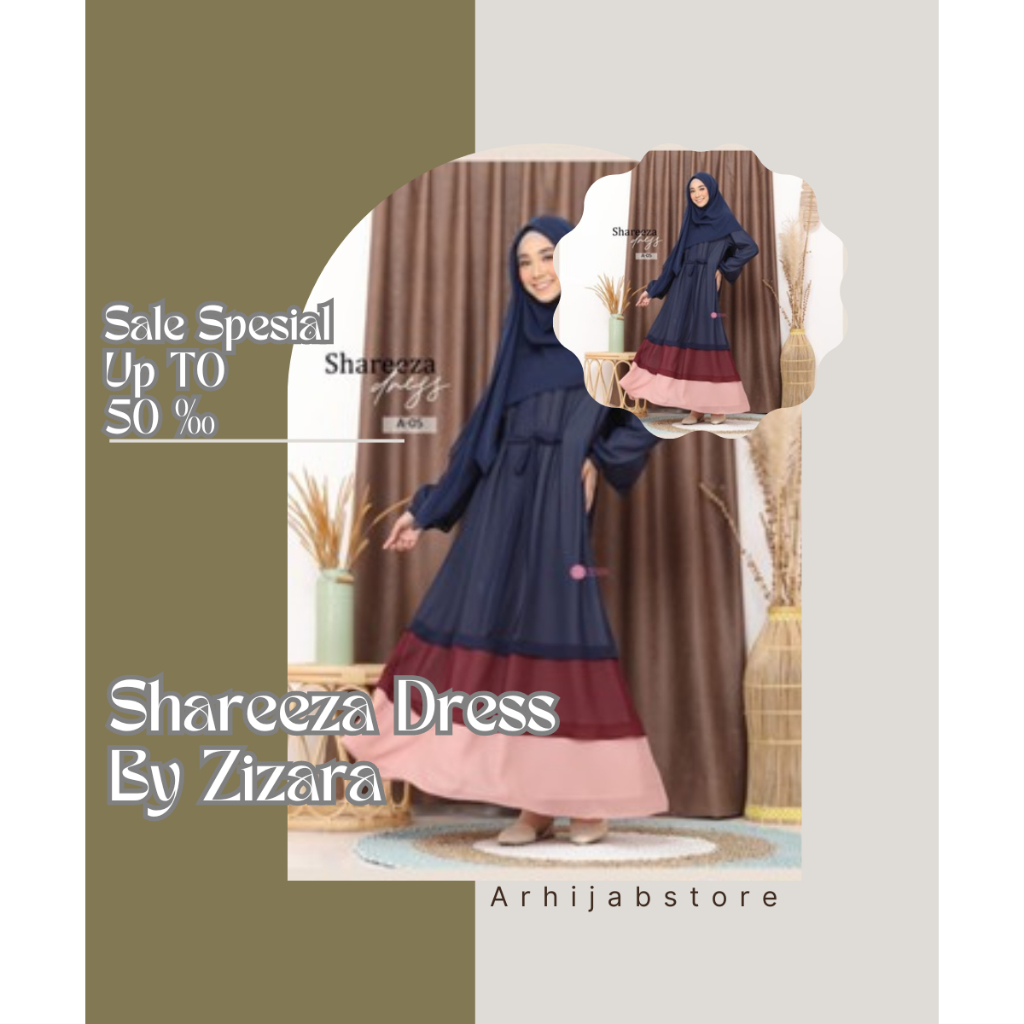 ZIZARA - SHAREEZA DRESS | Dress Only Bahan baby doll (full puring) Gaun Muslimah Gaun Kondangan Syar