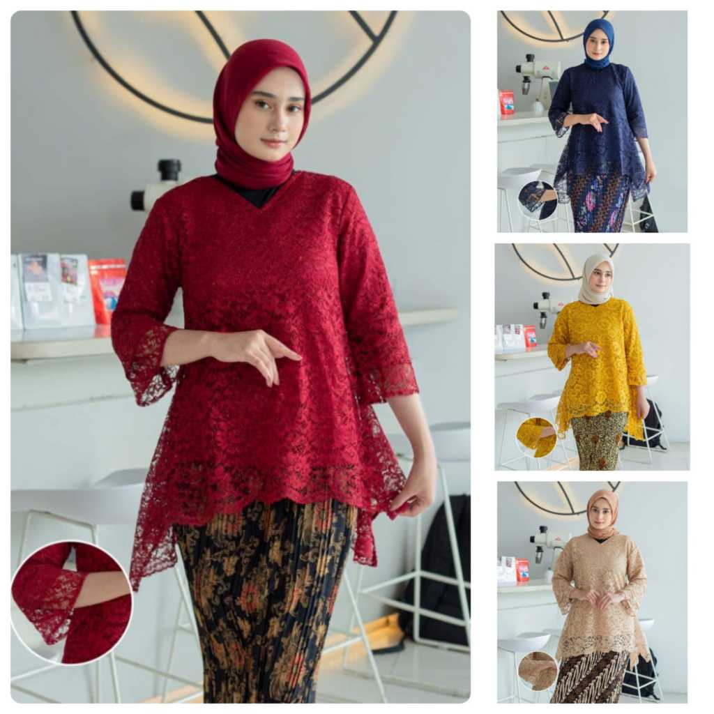 Set kebaya rinjani - kebaya rinjani jumbo - kebaya modern brokat /kebaya modern jumbo/kebaya jumbo l