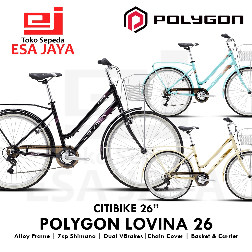 Polygon Lovina 26 Alloy CTB Citybike Perkotaan Sepeda Keranjang Wanita