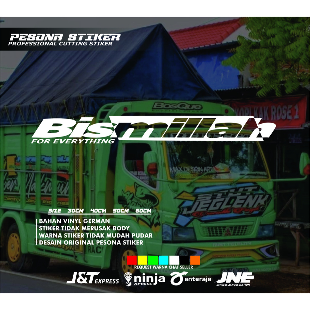 Stiker kaca truk bismillah stiker variasi kaca truk pickup mobil kaca depan sticker bismillah