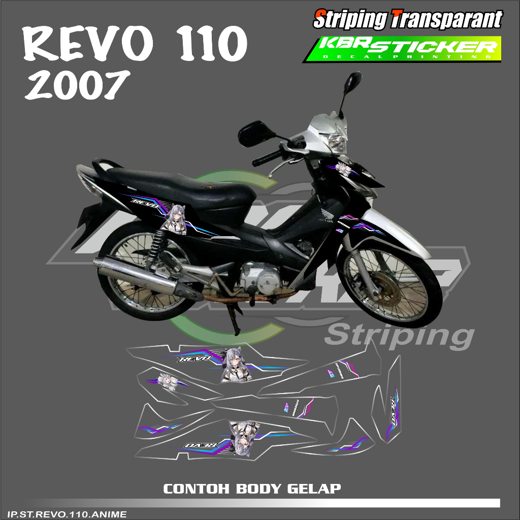 REVO 110 (COD) STIKER STRIPING MOTOR HONDA REVO 110 - STIKER LIST GRAFIK SIMPLE WARNA VARIASI DESAIN