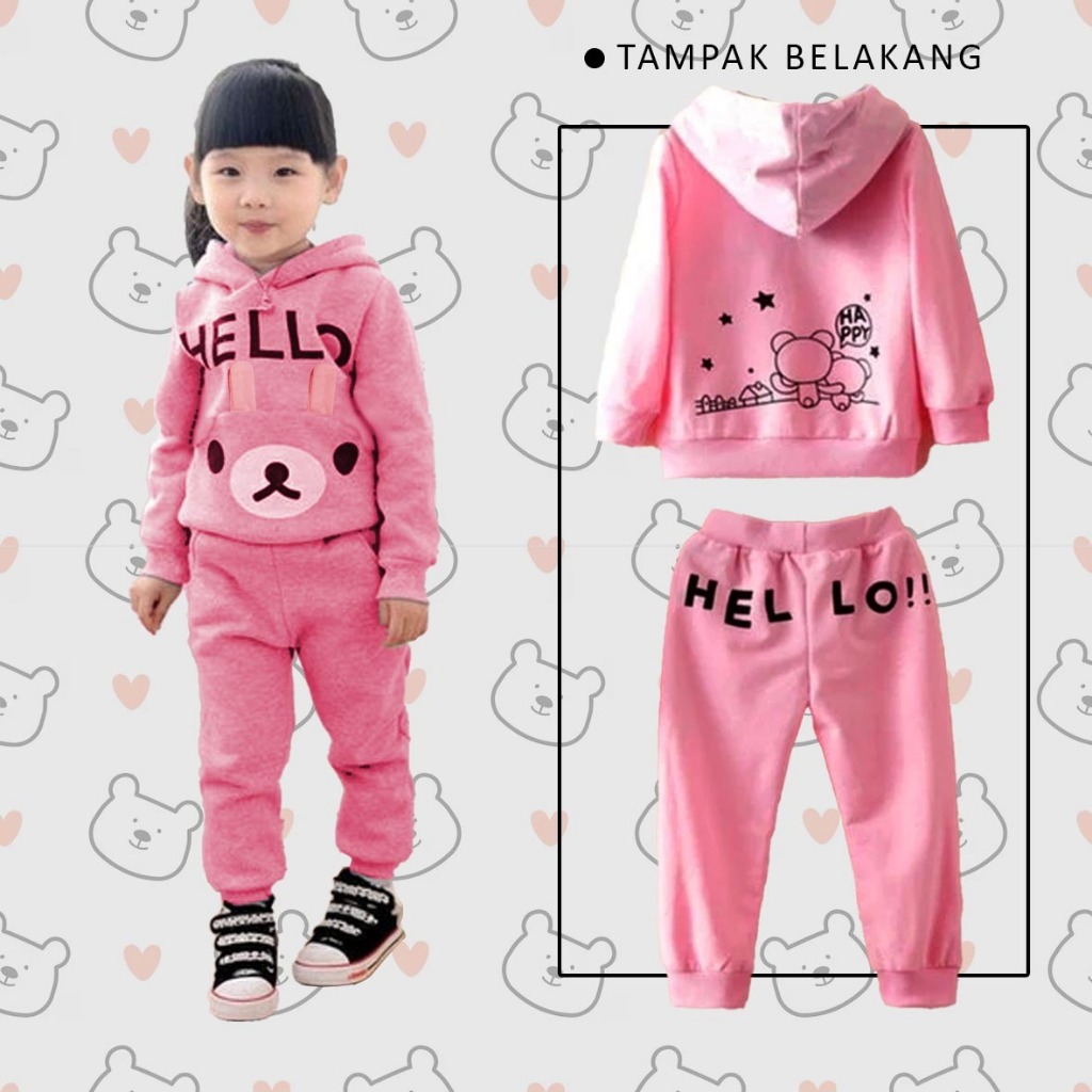 HODIE ANAK PEREMPUAN HELLO MALIKA USIA 1-5 TAHUN//HODIE ANAK PEREMPUAN//SETELAN ANAK PEREMPUAN//PAKA