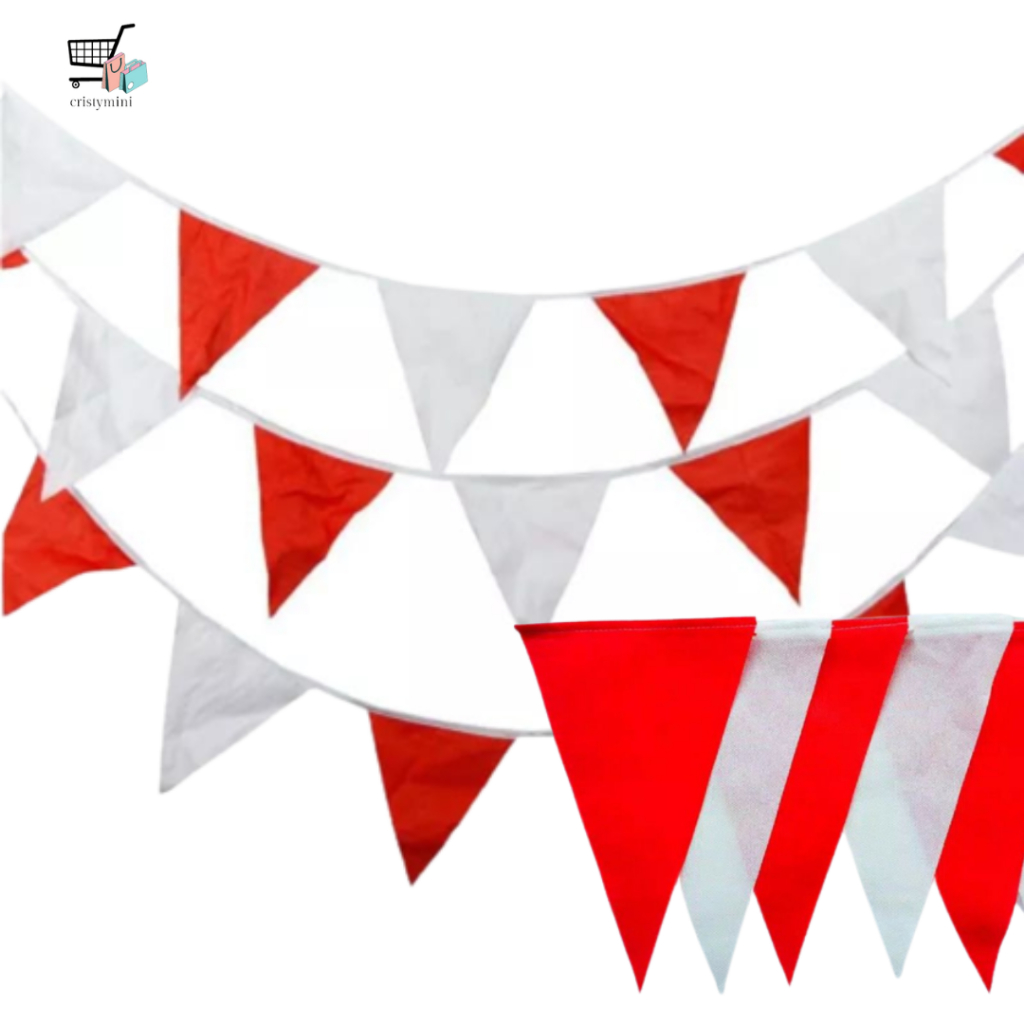 TERMURAH✨BANNER BENDERA MERAH PUTIH SEGITIGA /Bendera segitiga kain / umbul umbul segitiga / Dekoras