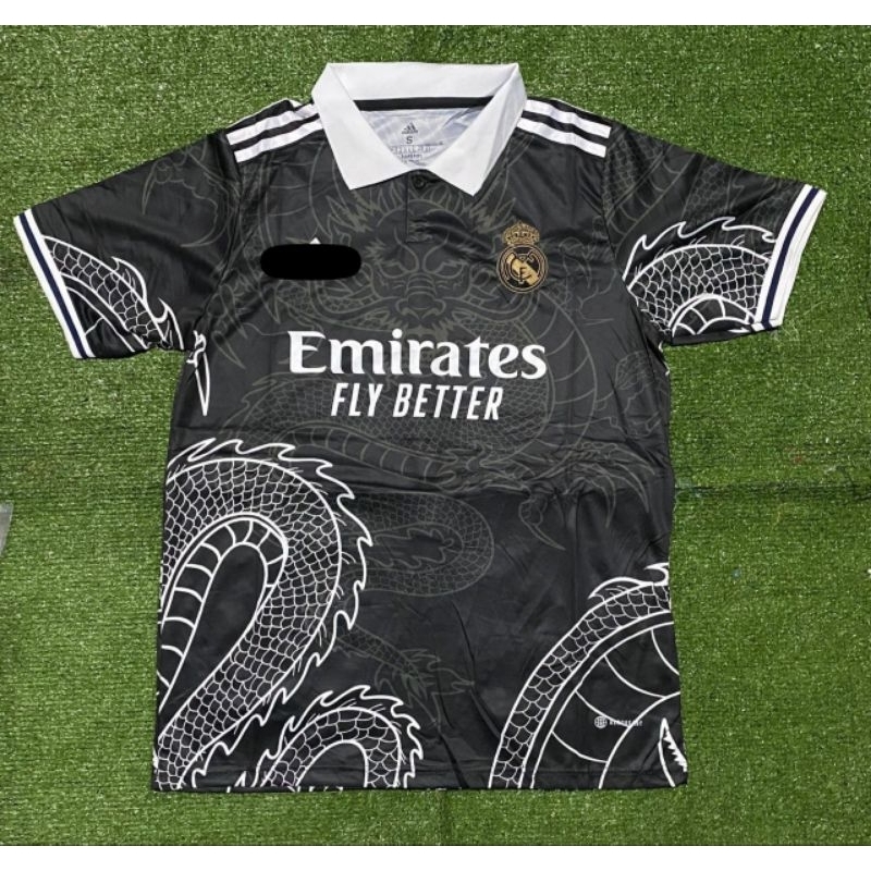 JERSEY BOLA REAL MADRID NAGA DRAGON HITAM GRADE ORI IMPORT 2023 2024