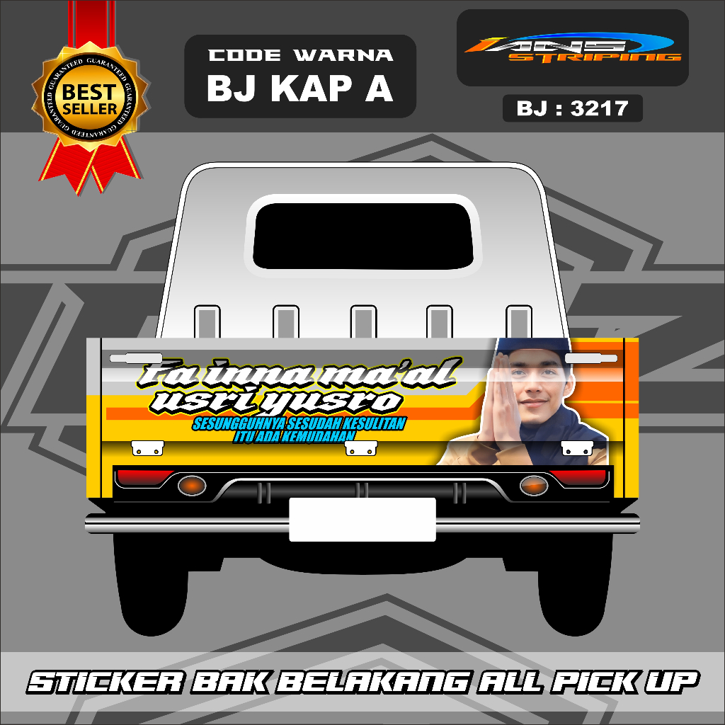 BJ 3217 - STIKER DECAL MOBIL PICK UP BAK BELAKANG FREE CUSTOM TULISAN-STIKER DECAL PICK UP