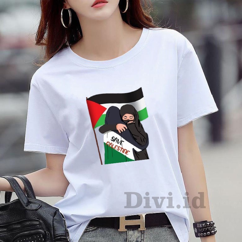 Divi.id-KAOS SAVE PALESTINA / BELI 3 KAOS GRATIS HEADSET EXTRA BAS / KAOS PALESTINA WANITA / KAOS SA