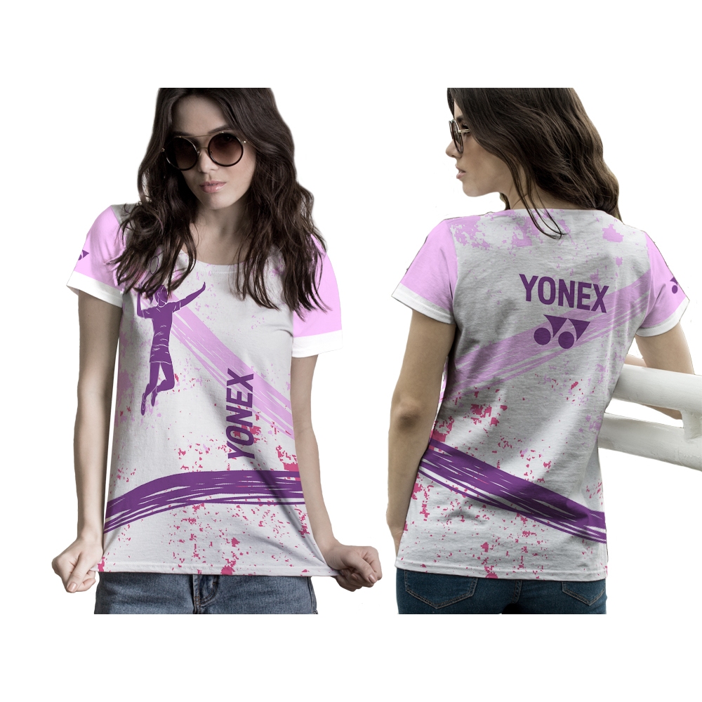 Baju Kaos Tshirt Jersey Retro Olahraga Badminton Wanita Custom