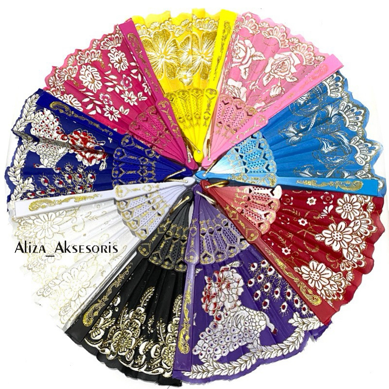 (ALIZA) 𝐊𝐈𝐏𝐀𝐒 𝐓𝐀𝐍𝐆𝐀𝐍 𝐋𝐈𝐏𝐀𝐓/kipas tangan manual/kipas kecil tangan/kipas lipat/kipas gliter import/ki