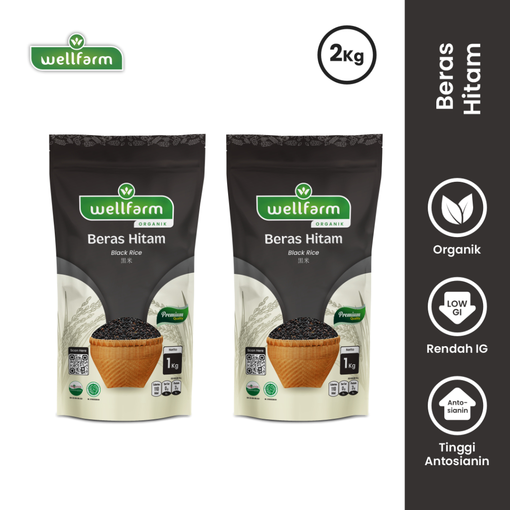 

WellFarm Beras Hitam Organik, Paket Bundling Hemat 2Kg