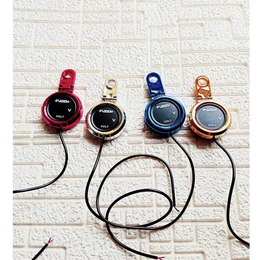 Voltmeter Aki Digital Bulat LED Plus Breket Dudukan Spion Volt Meter Aki Universal