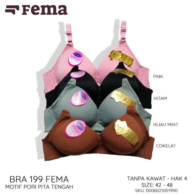 Bra Jumbo Cup D FEMA Size 42-48 Busa Tanpa Kawat Fema 199/Bra Jumbo Busa Pori Hak 4