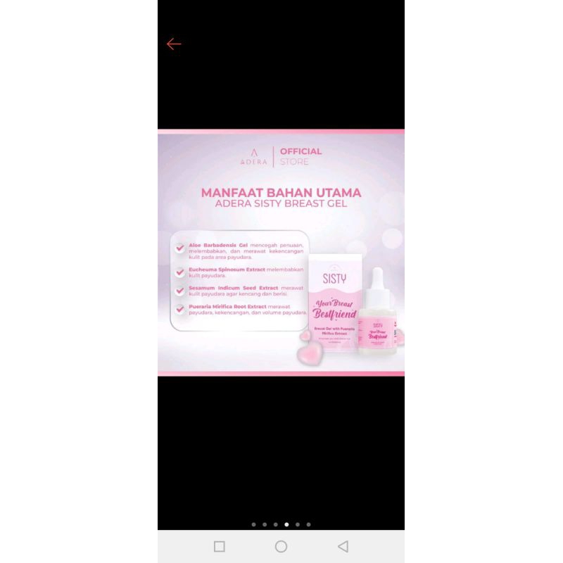 INSTAN ADERA SISTY BREAST SERUM PEMBESAR DAN PENGENCANG PAYUDARA SUDAH BPOM ADERA SISTY BREAST SERUM