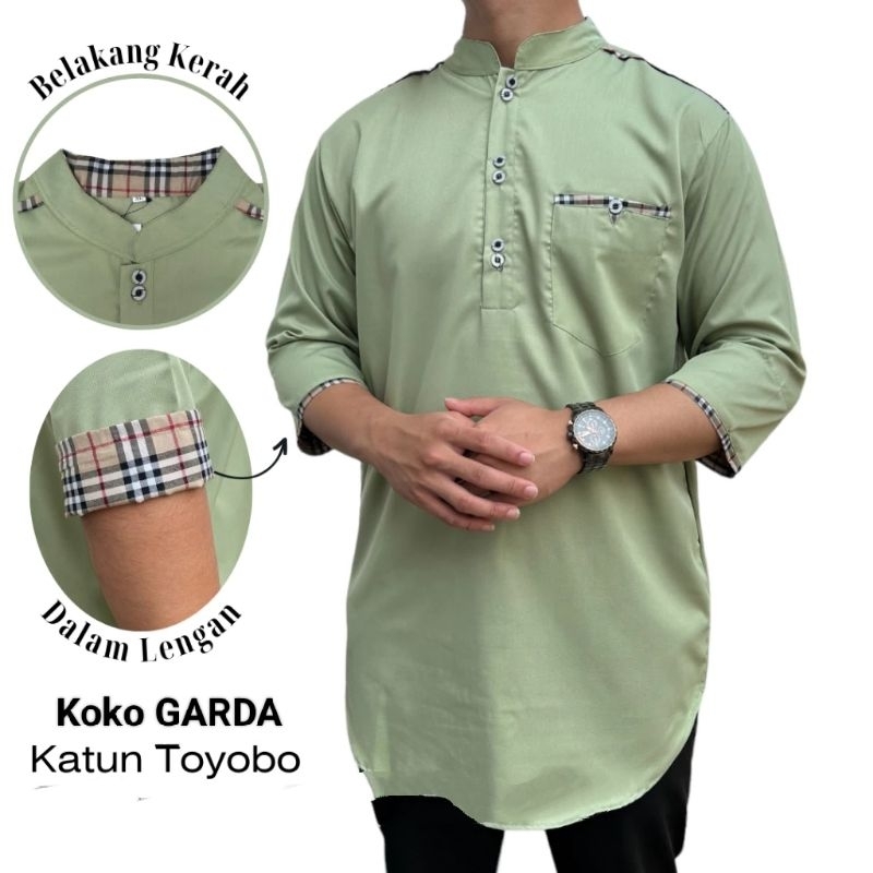 Baju Kemeja Kurta Qurta Khurta Koko Pria Laki Arab Muslim Lengan Tangan  3/4 Acara Pesta Lebaran Nik