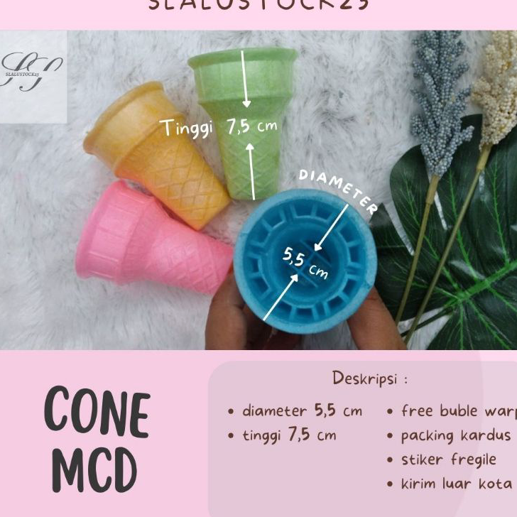 

JDVM8316 Terlaku... Packing bubblewrap & kardus MCD Cone Ice cream Semprong Mc Donald kerupuk Es Krim MCD ukr Diameter 5.5 cm isi 300 PCS / 1 BALL