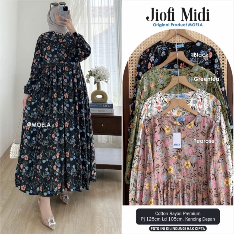 JIOFI MIDI DRESS FULL MOTIF RAYON VISCOSE 1011