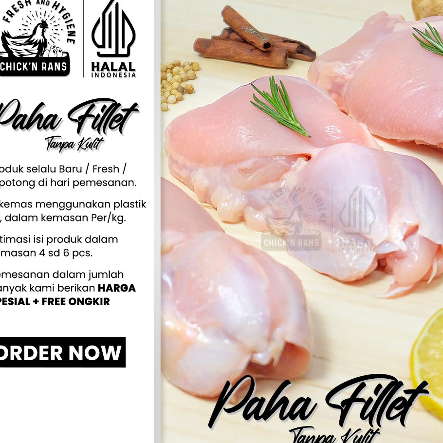 

ZHPD0312 【Penjualan Terbaik】COD Daging Ayam Paha Fillet Boneless Tanpa Kulit 1kg
