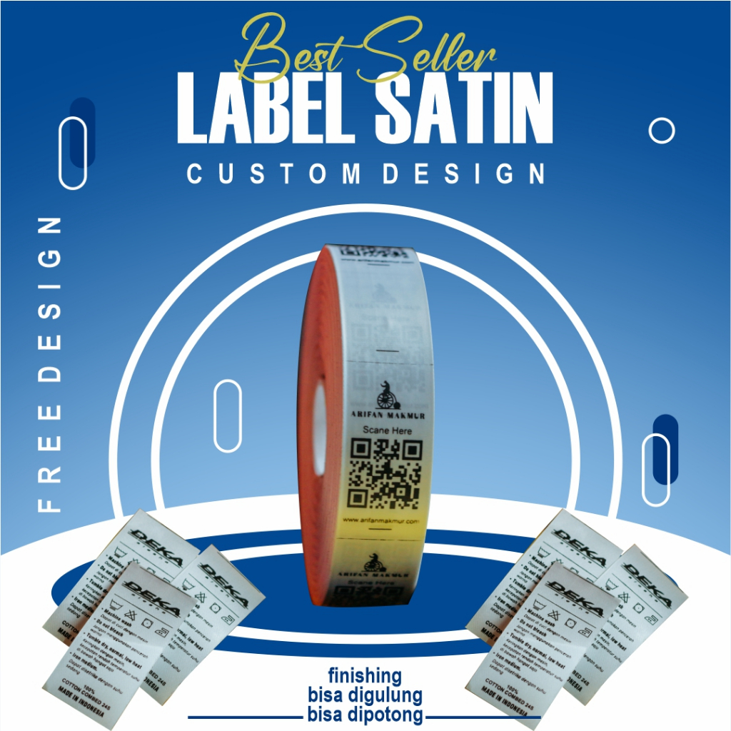 

(500pcs) label satin putih label washing care label satin ribbon label baju bahan satin label nama(FREE DESIGN)