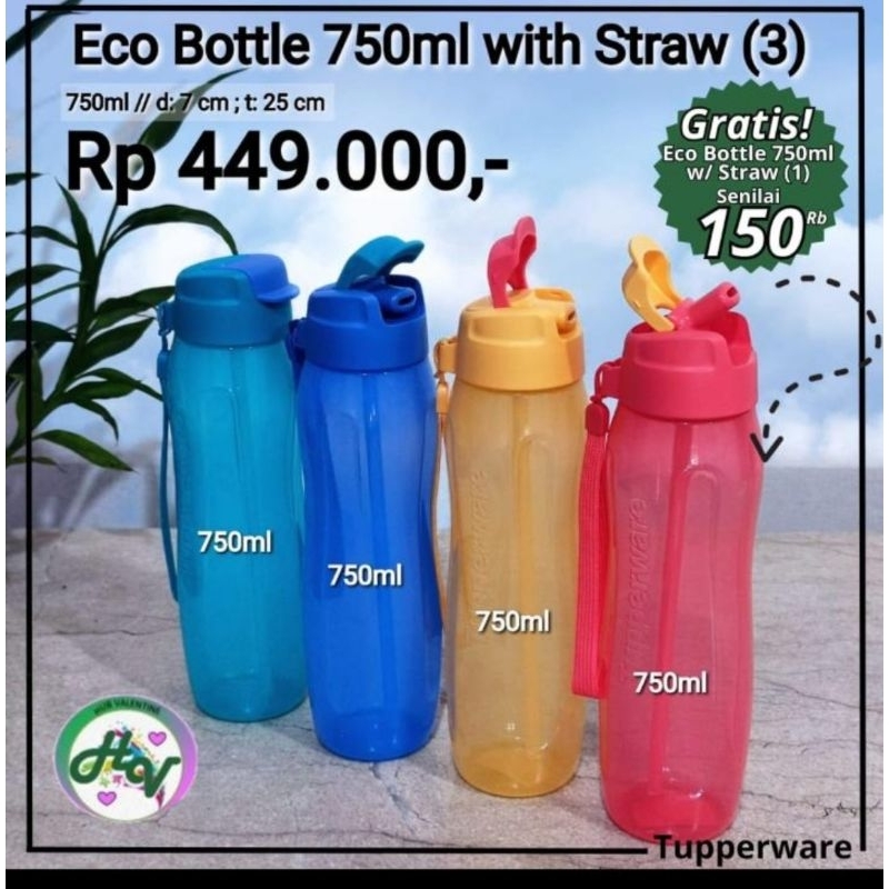 ECO BOTTLE WITH STRAW 750 ML TUPPERWARE