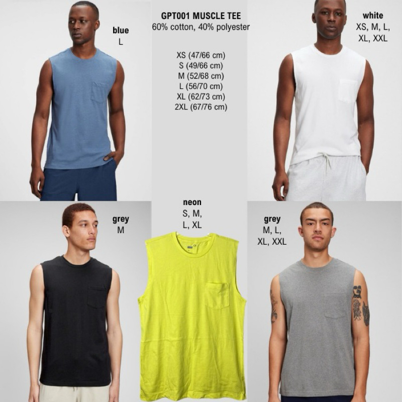 Kaos Lengan Buntung Pria (Muscle Tee) branded GAP Original