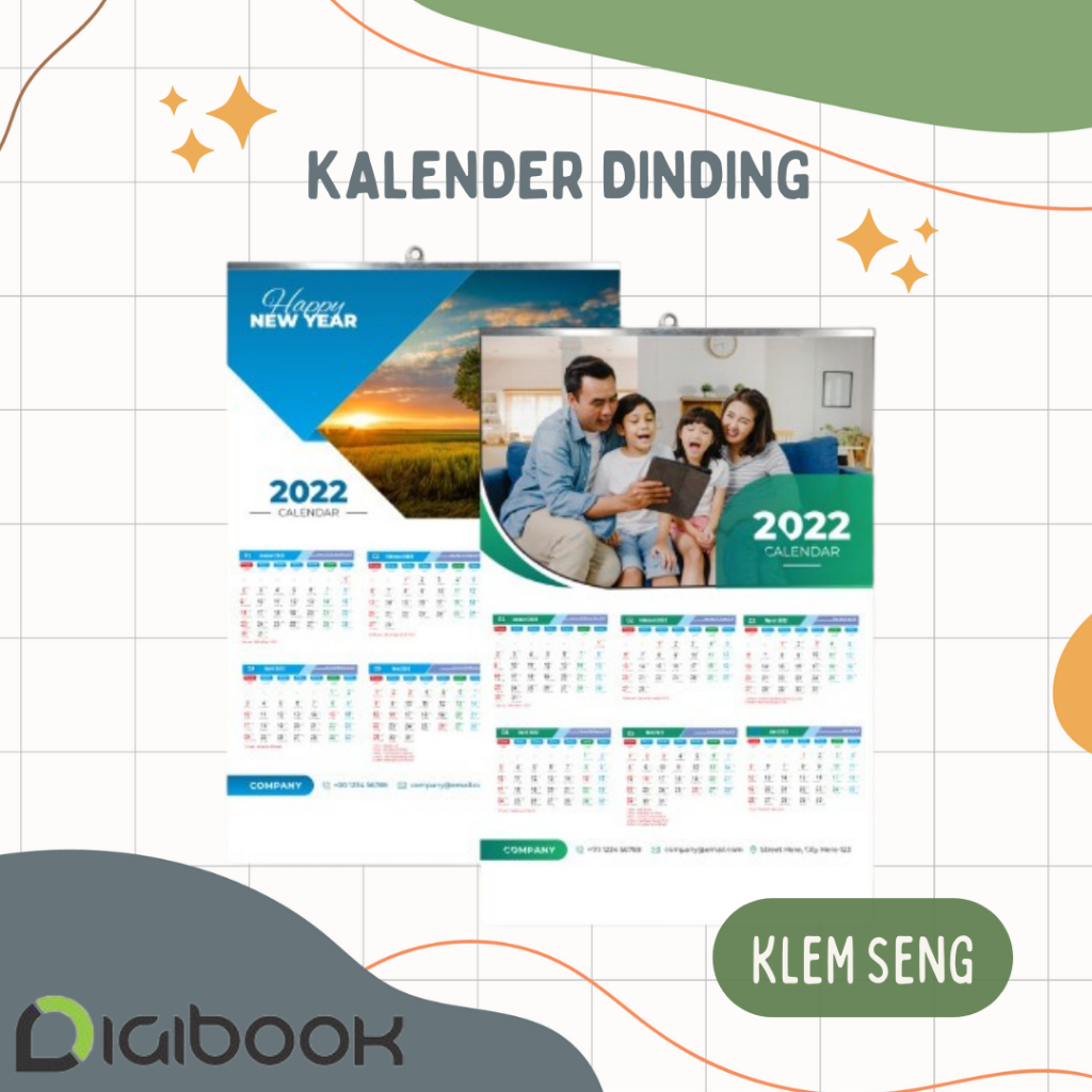 

Custom Kalender Dinding 2025 - 5 Lembar Klem Seng