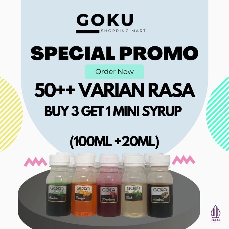 

Gokka Syrup kecil 100 mL BONUS 20ml ( 50++ Varian ) / Sirup 100ml+20ml Sample