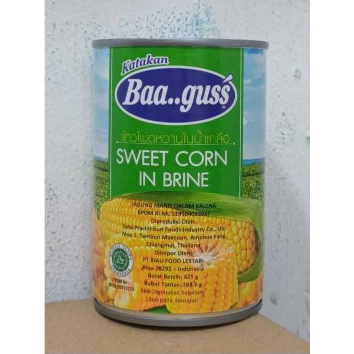 

Katakan Baa..guss Bagus Brand Sweet Corn In Brine Jagung Manis Dalam Kemasan Kaleng 425g / 425 gram Bahan Tambahan Pangan Campuran Masakan Makanan Hidangan Halal Ready Pekanbaru Riau Indonesia Gratis Free Bebas Ongkir Ojek Gosend Grab COD Bayar Ditempat