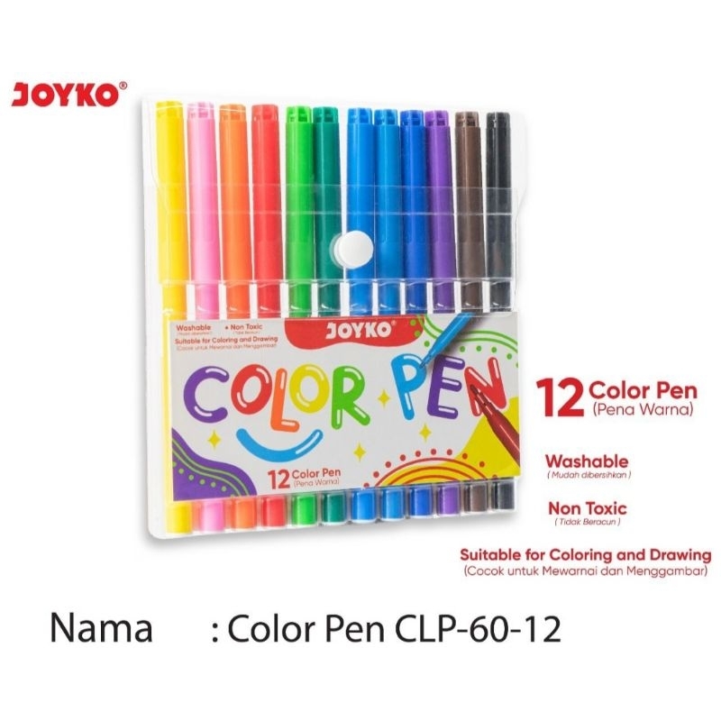 

Spidol 12 warna joyko clp-60-12 (1set)