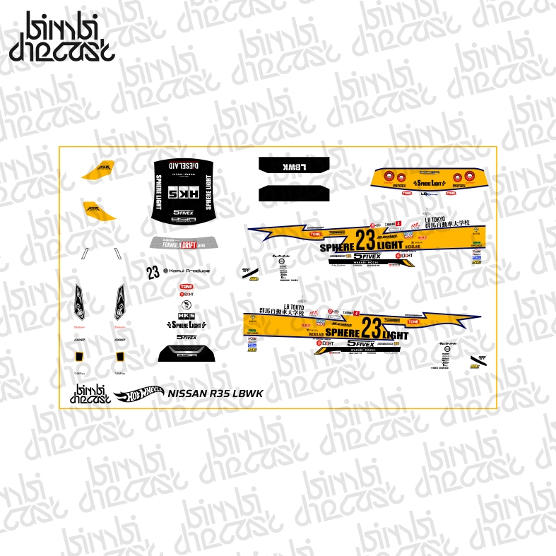 Decal Hotwheels Nissan R35 LBWK Formula Drift Transparan