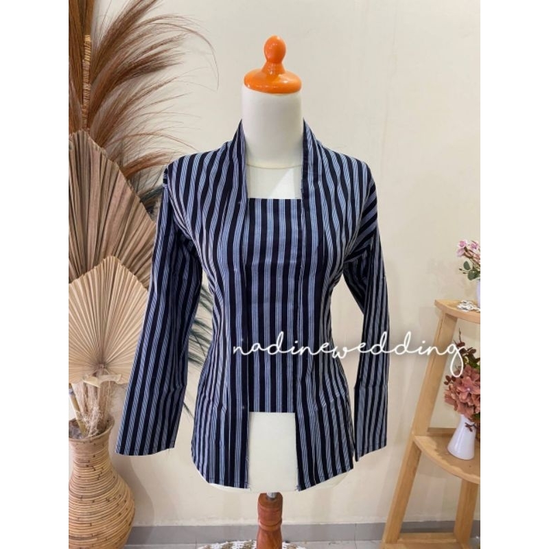 (Hitam) Baju Jawa Lurik / Kebaya Lurik - Bahan Katun