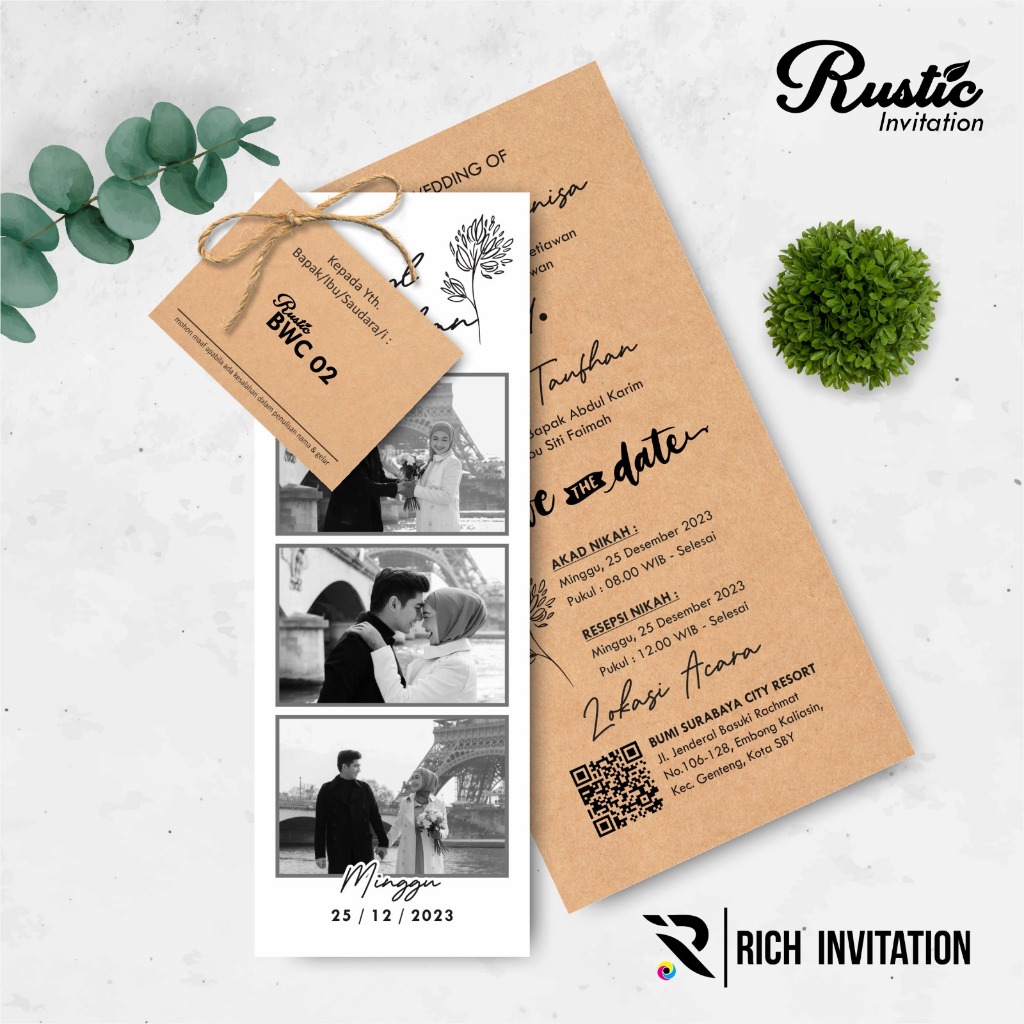 UNDANGAN PERNIKAHAN RUSTIC TALI SIMPLE MURAH ELEGANT - UNDANGAN RUSTIC