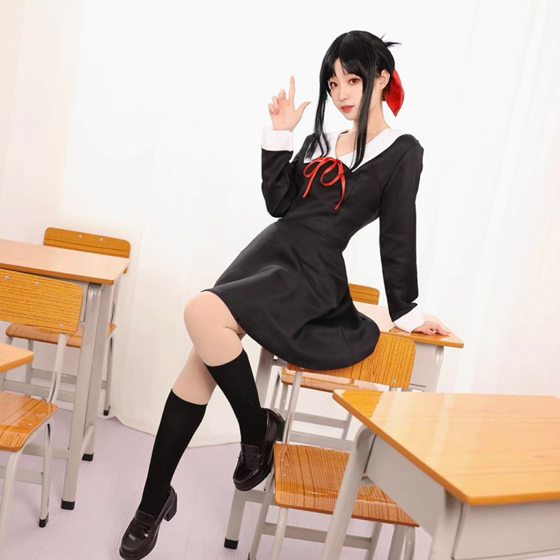 【Lolicos】Ready Kaguya Sama Love Is War Cosplay Costume Chika Fujiwara Dress Fullset Kostum Anime Wig