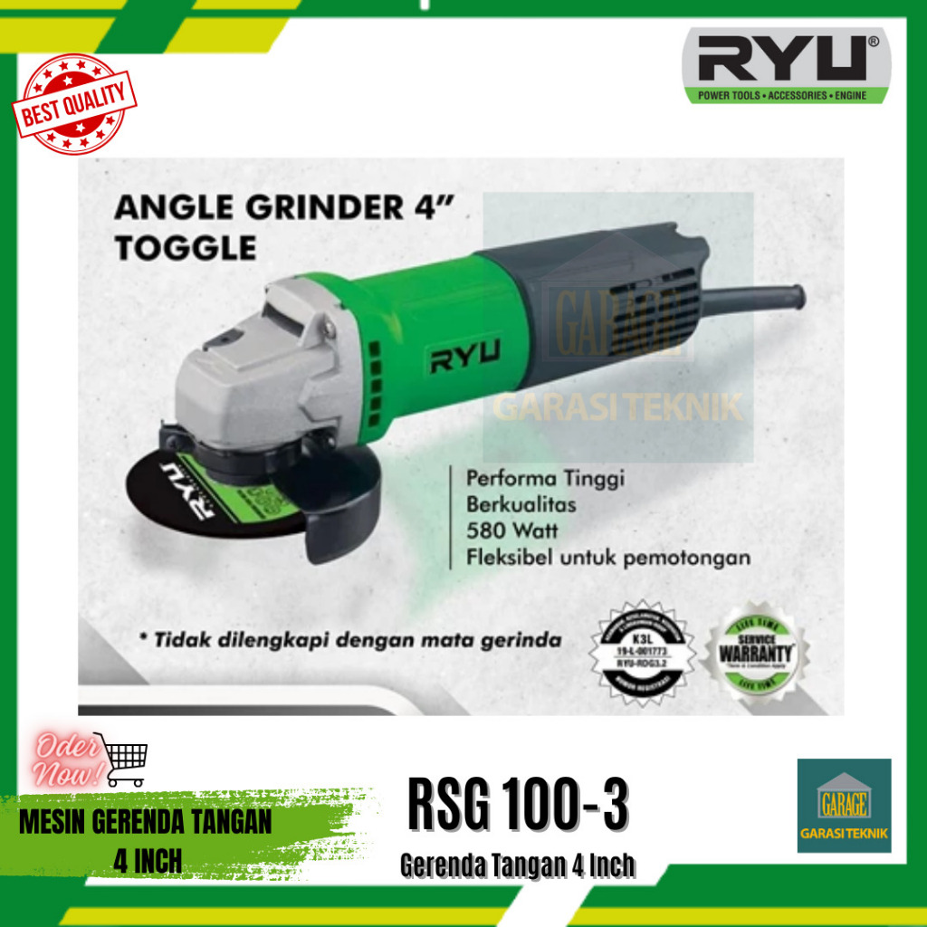 RYU Gerenda - gerinda ryu 4 inchi RSG100-3+Gerenda tangan Ryu+Murah/GERENDA MURAH/GERENDA RYU/GERIND