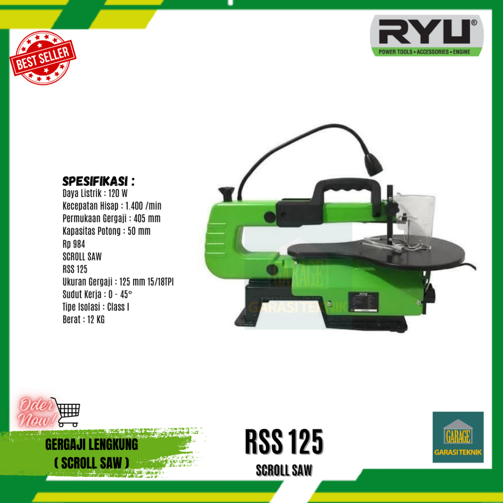 Mesin Gergaji Scroll Saw Ryu RSS125 50mm+Mesin Gergaji Ryu+Murah/MESIN POTONG LENGKUNG/MESIN SCROLL 