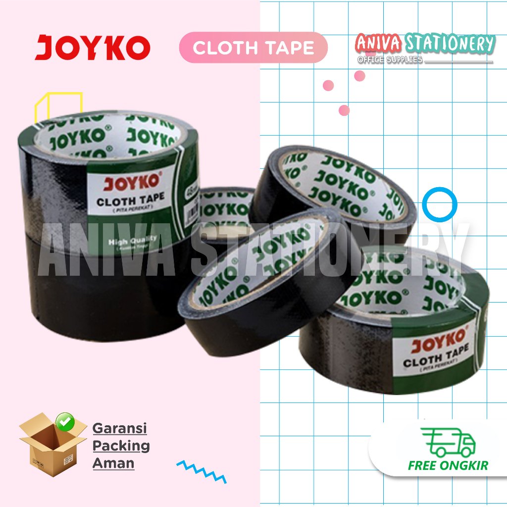 

Joyko Cloth Tape Black Lakban Kain Joyko Lakban Warna Hitam