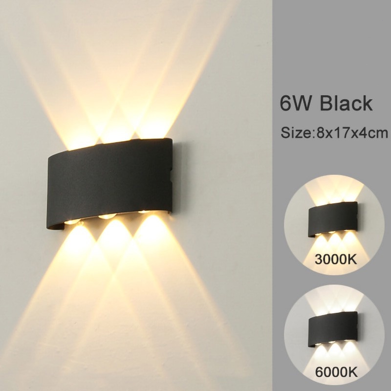 【Ini bukan lampu tenaga surya!】Lampu Dinding Taman Outdoor COB 4 MATA 6 MATA 8 MATA / LED Wall Light Minimalis 4X1W LAMPU TEMPEL COCOK UNTUK TEMBOK PILAR OUTDOOR INDOOR RUMAH-6W-Hitam-kuning