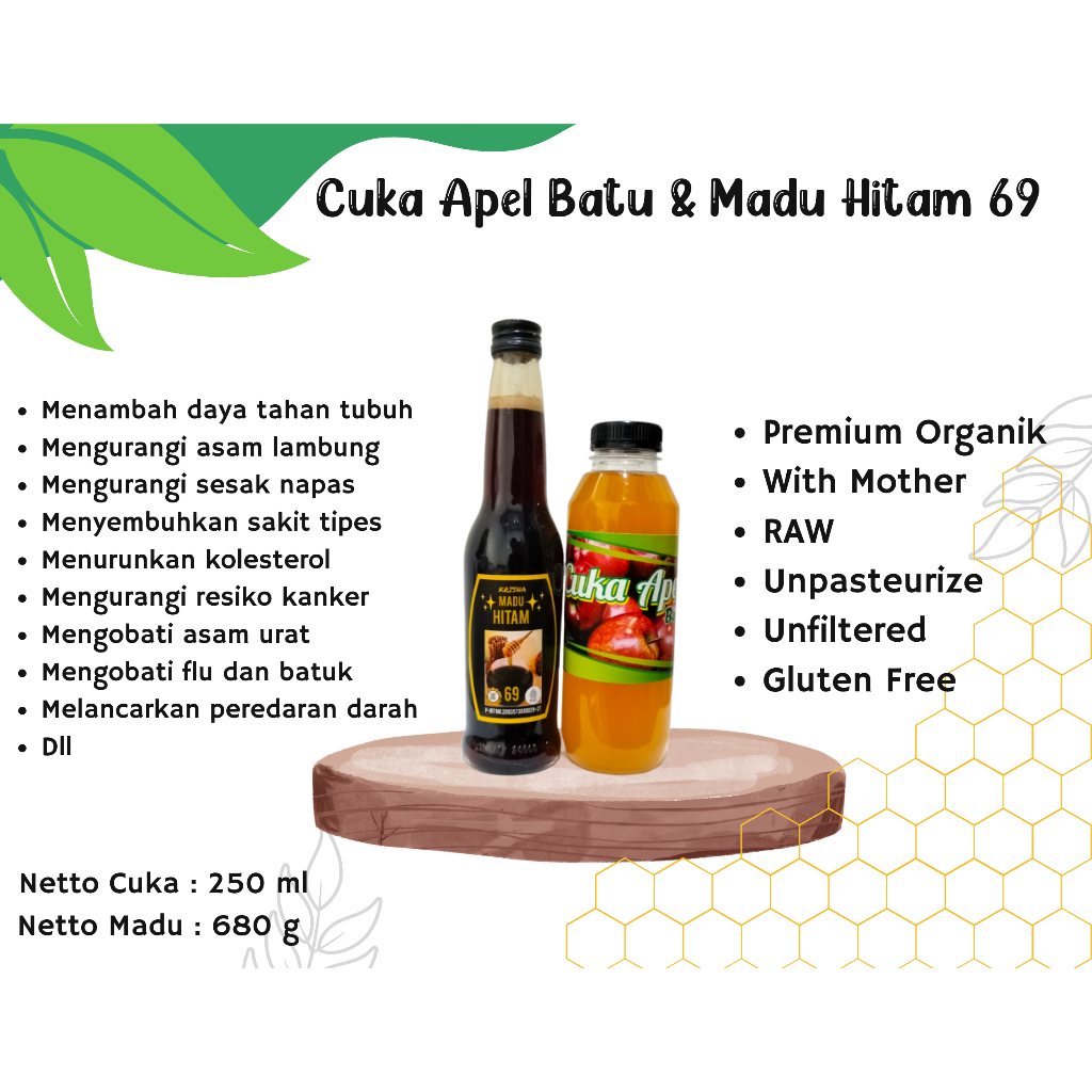 

PAKET MADU HITAM SUPER 680ML + CUKA APEL BATU 250ML