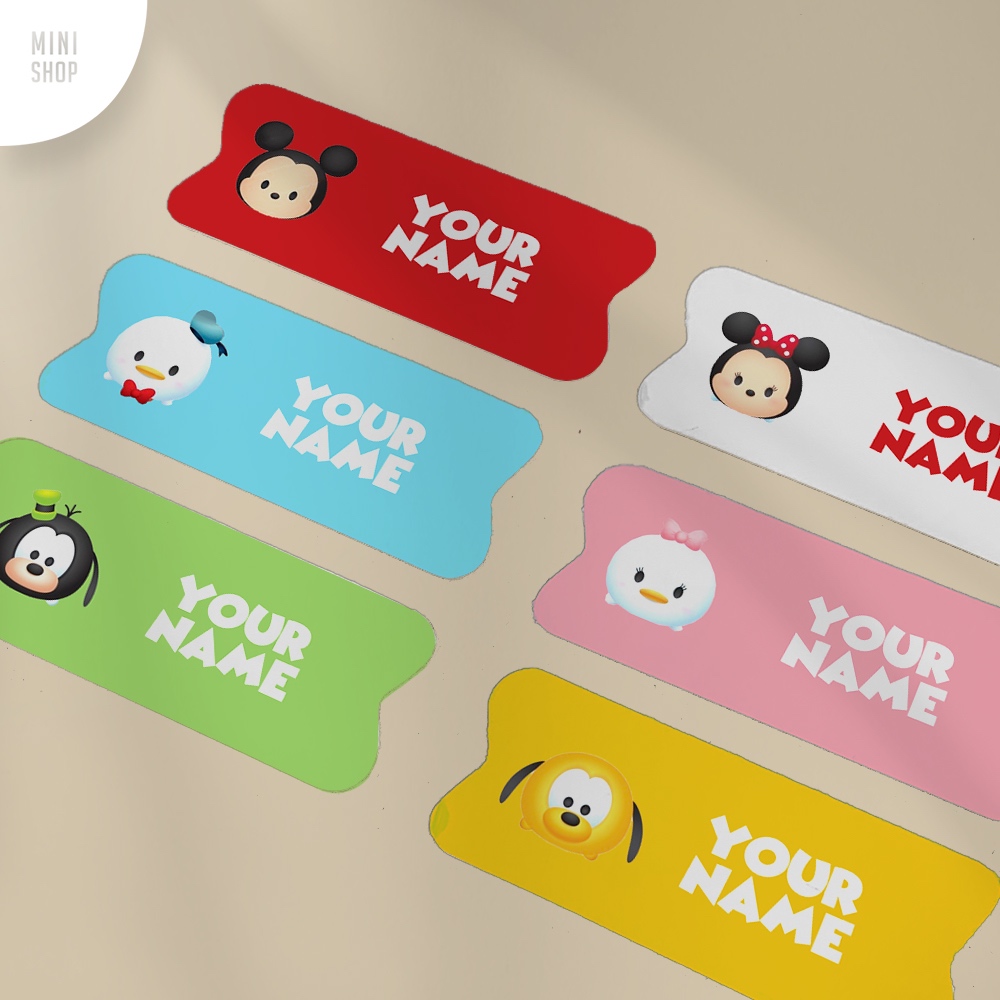 

Stiker Nama Custom Waterproof Tsum Mickey And Friends ( Minnie Donald Daisy Goofy Pluto Mickey ) LBB