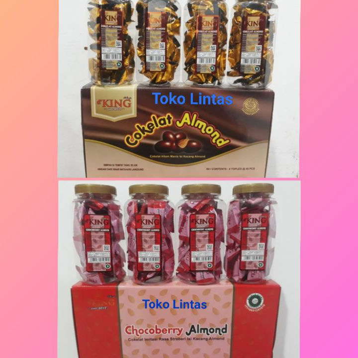 

Ready stock Cokelat Kacang Almond Bonibol D'King Per Dus isi 4 Toples