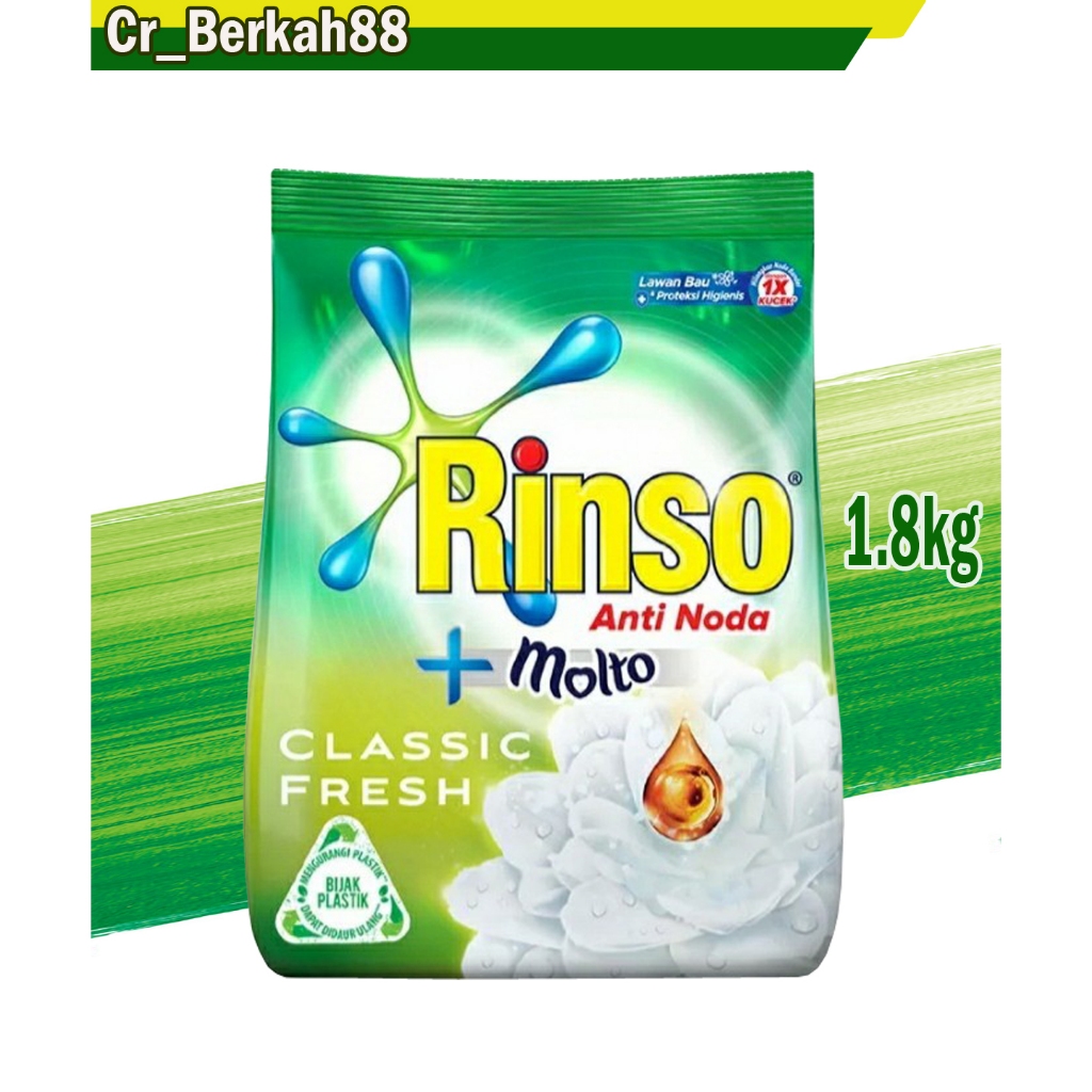 Rinso Bubuk Anti Noda Classic Fresh MOLTO 1.8KG / DETERJEN 1800gram / rinso classic fresh 1.8 kg / 1