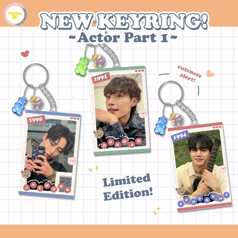 AKTOR KOREA PART 1 KEYRING KEYCHAIN GANTUNGAN KUNCI ACTOR PARK BOGUM JO INSUNG JO BYEONGYU LEE JONGS