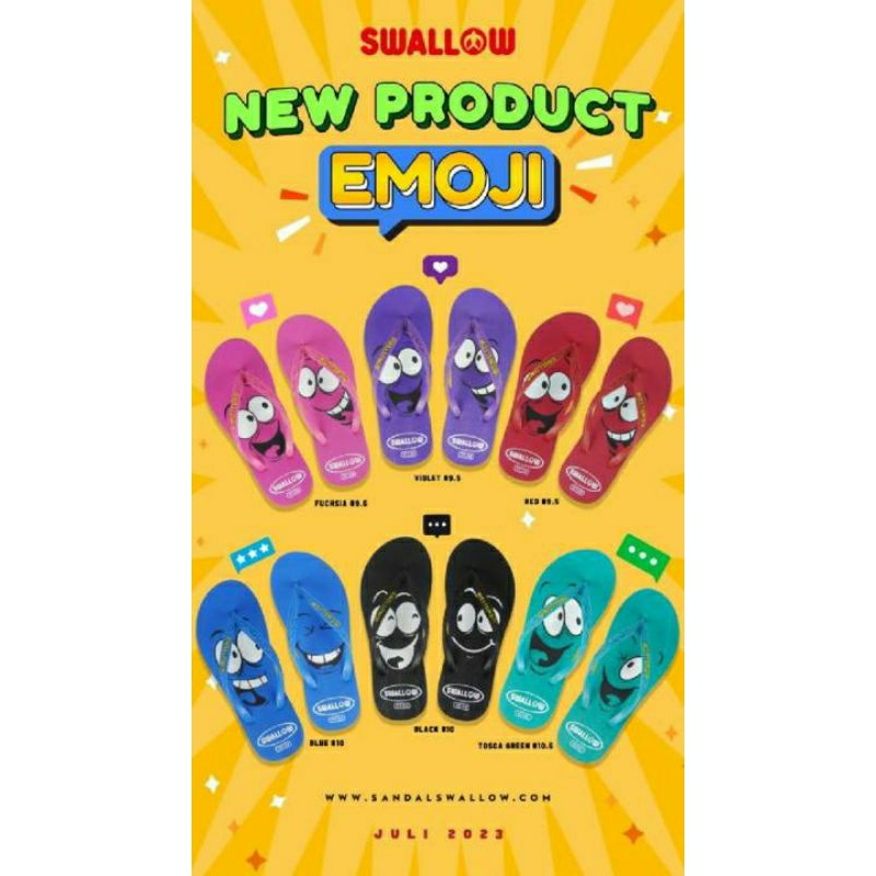 Sandal Jepit Swallow Emoji - Grosir 1 lusin - KIBAR JAYA