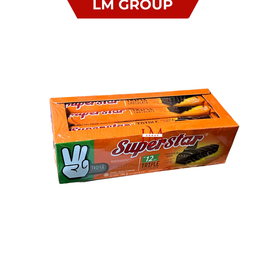 

Ready Superstar Triple Chocolate Roma Wafer Cokelat 1 Pack 12 pcs @18gr →➘✹