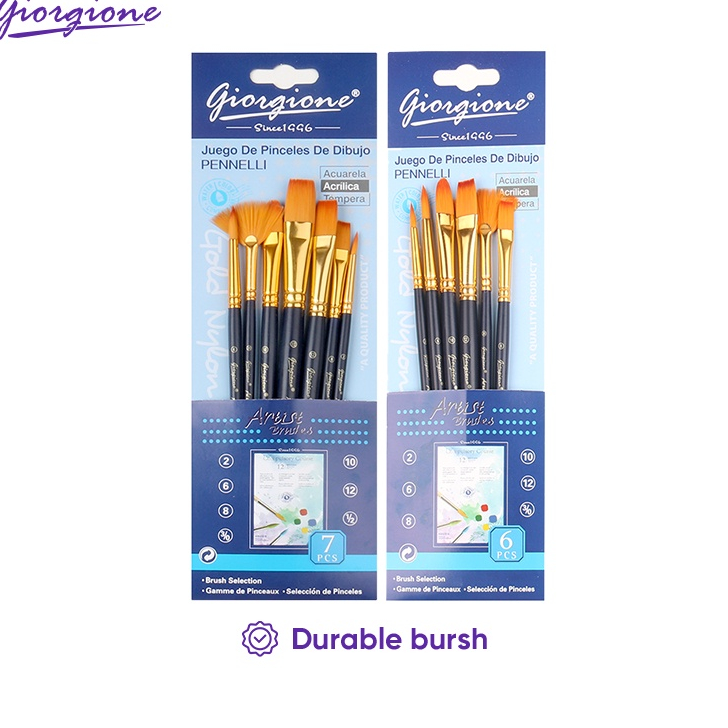 

Stock Banyak Giorgione Paint Brush Set Kuas Lukis 3/4/5/6/7 Pcs Nylon Taklon