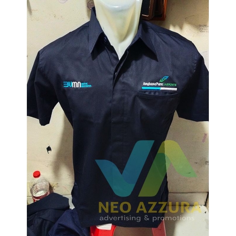 Kemeja seragam kerja BUMN  ANGKASA PURA pria/wanita lengan pendek | polos & formal