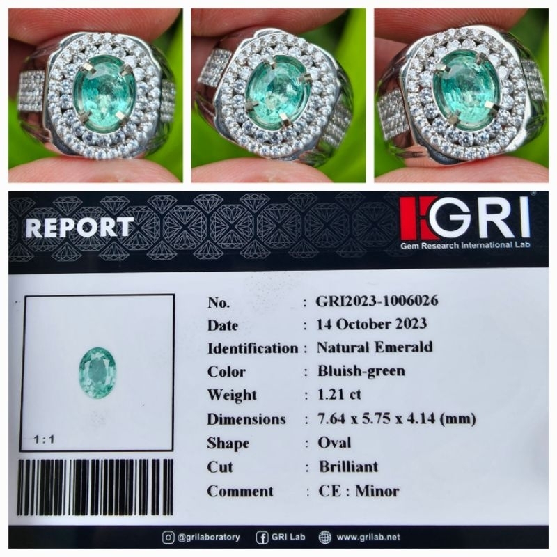 Natural Zamrud Bluish Green Emerald Minor Memo 1.21 crt