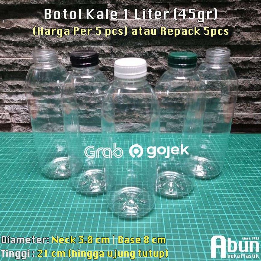 GROSIR MURAH Botol Plastik Tebal 1 Liter (Kale) Bundle 5pcs