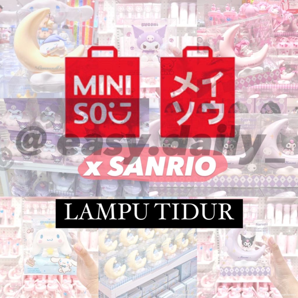 [MINISO X SANRIO] JASTIP JASA TITIP NIGHT LIGHT LAMPU MALAM BULAN SABIT MOON CLOUD AWAN TABUNG COLLE