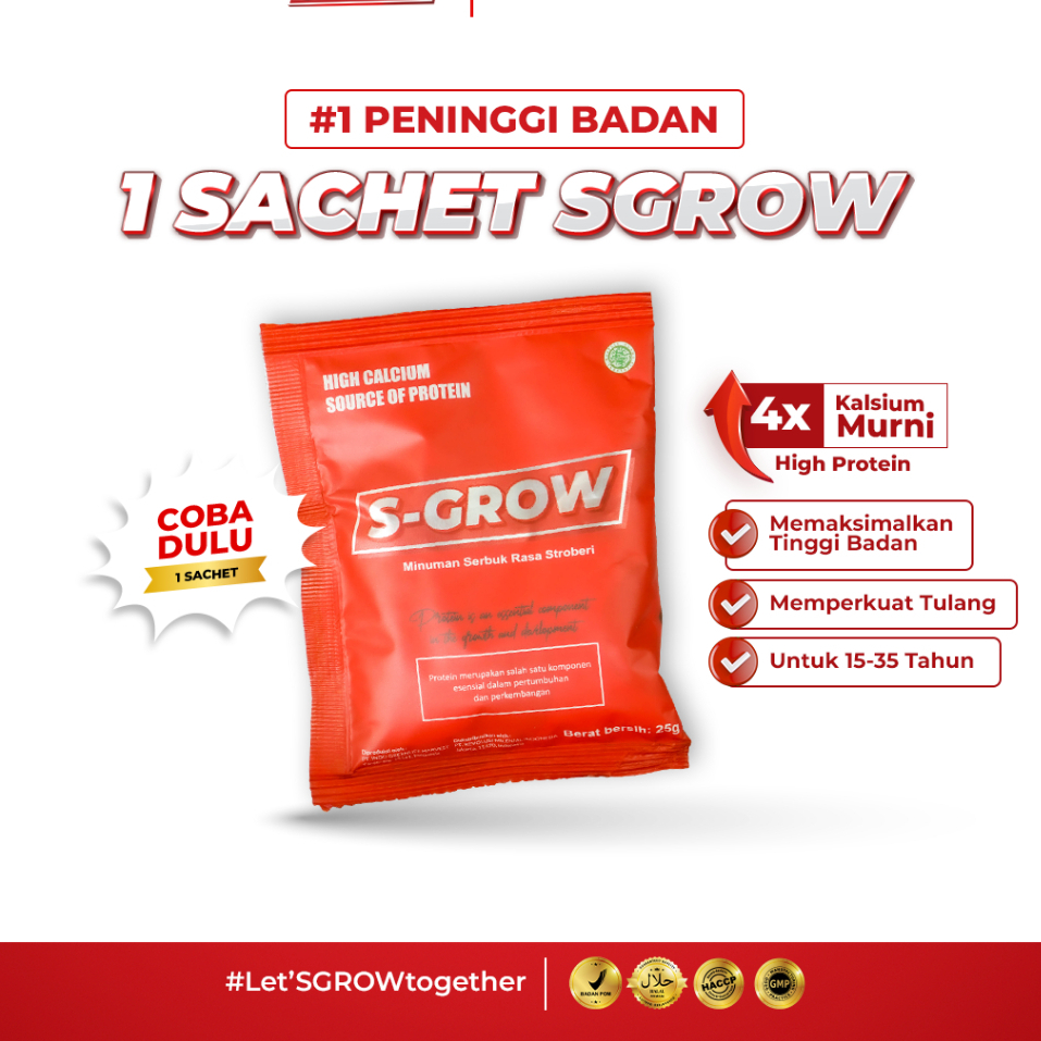 

S-GROW 1 Sachet Ready Pekanbaru - Suplemen Peninggi Badan Terbaik