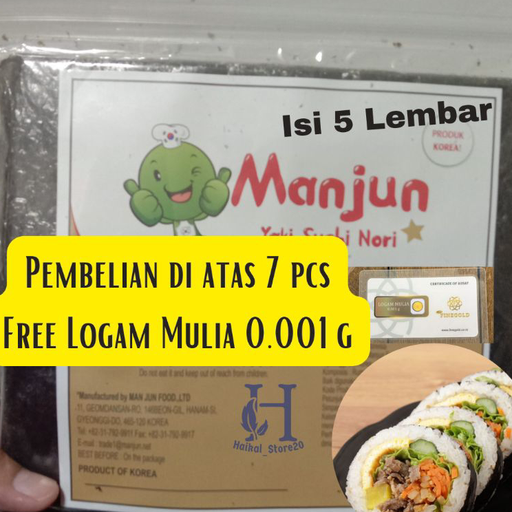

Super Promo MANJUN Nori Sushi isi 5 Lembar Halal │ Yakinori Import Kimbab/ Gimbab │ Lembar Rumput Laut | Grade B